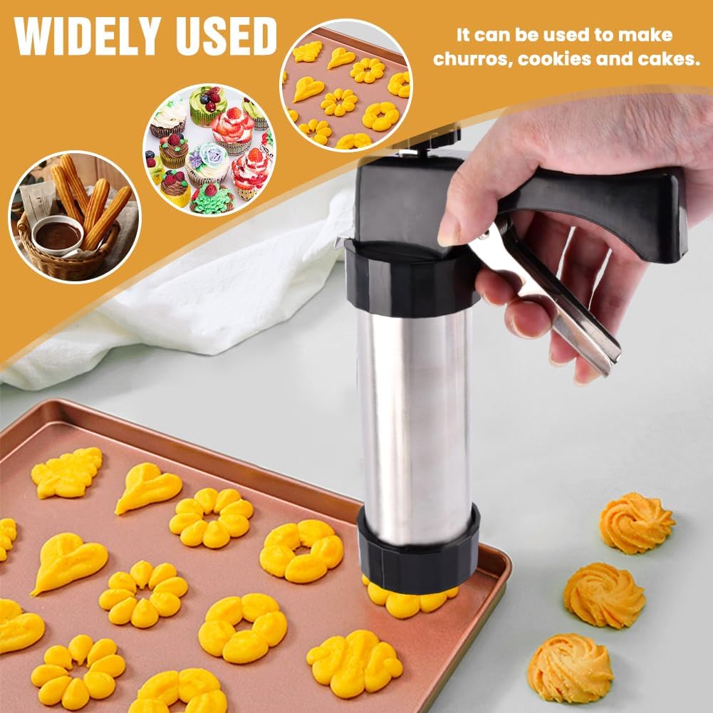 Cookie Press Gun Kit, Stainless Steel, 13 Discs, 8 Tips