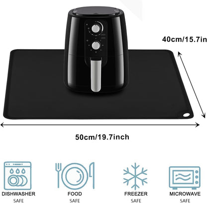 Extra Large Silicone Mat, 31.5x23.6 Inch Heat Resistant Mat for Kitchen Counter, Non Stick Silicone Baking Mat for Dough and Pastry, Thick Silicone placement Countertop Protector, Black countertop mat