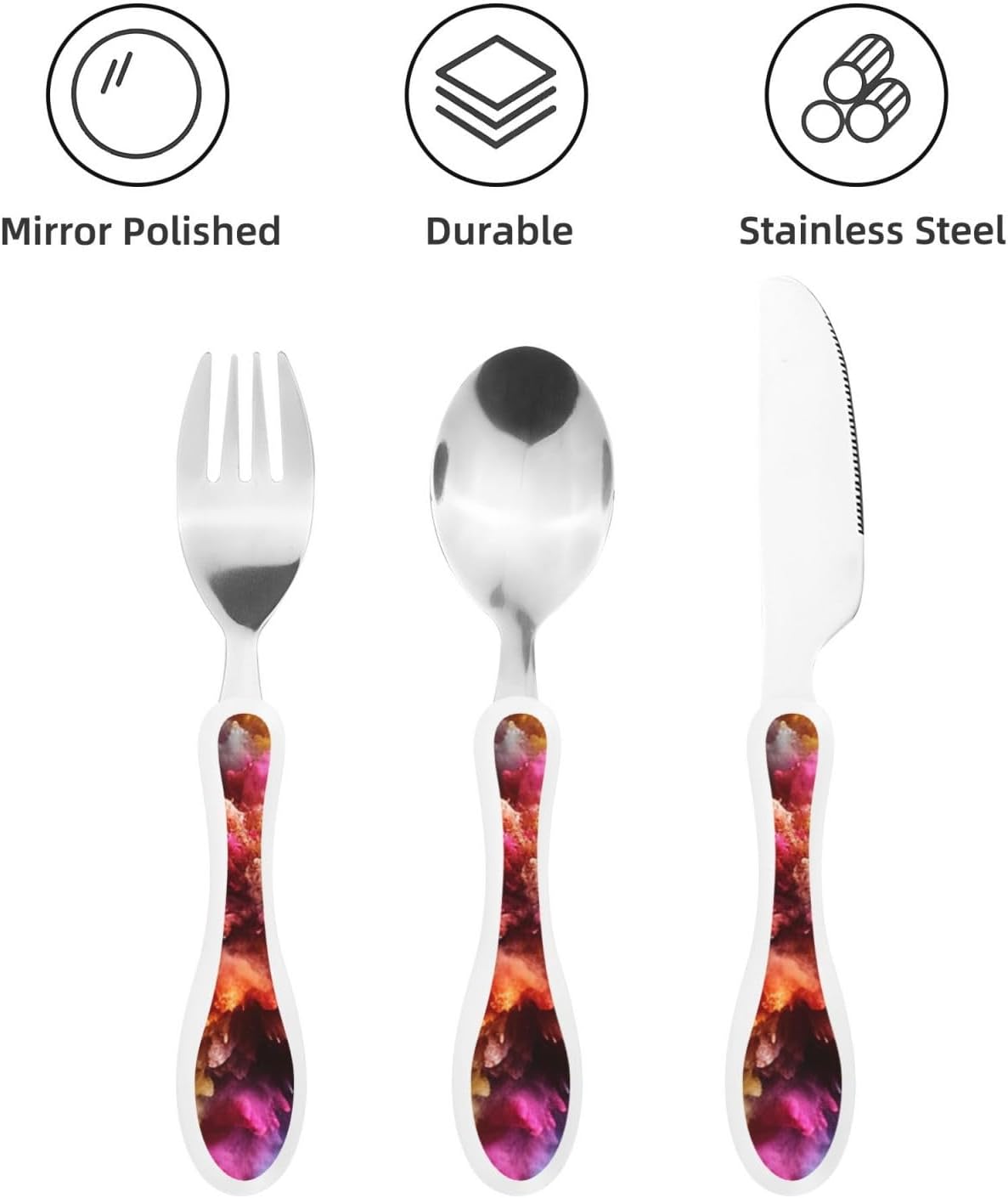 3-Piece Kids Silverware Set With Storage Case, Stainless Steel Reusable Children Safe Knife Spoon Fork Set Parrots On Branches Children Flatware Set For Kids Lunch Box