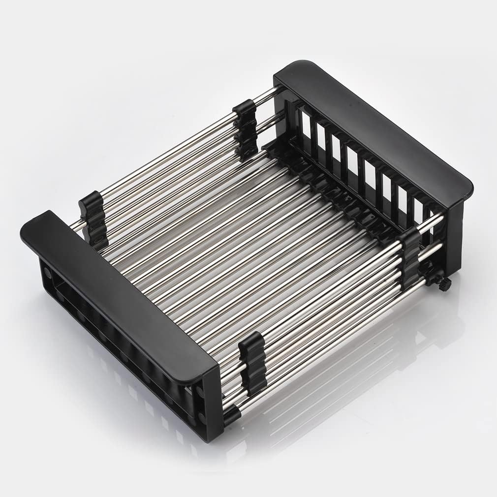 Dish Drying Rack, Over The Sink Dish Drying Rack, Stainless Steel Dish Drainer with Adjustable Arms Holder Functional Kitchen Sink Organizer for Vegetable and Fruit