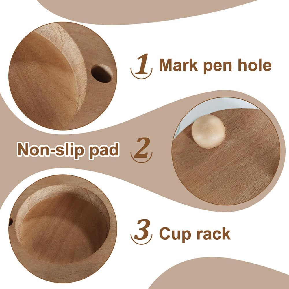 Wooden Disposable Cup Holder, Portable Paper Cup Rack with Mark Pen Hole, Wood Dispenser Stand for Kitchen, Party Supplies