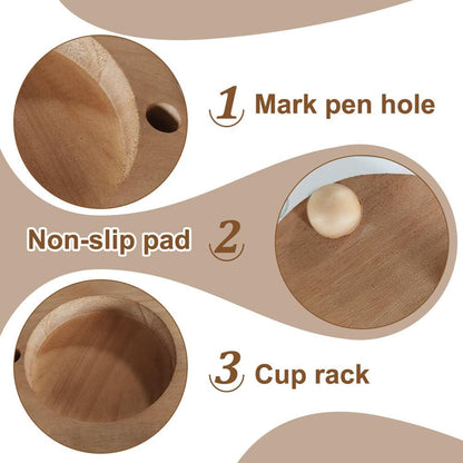 Wooden Disposable Cup Holder, Portable Paper Cup Rack with Mark Pen Hole, Wood Dispenser Stand for Kitchen, Party Supplies