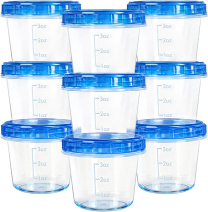 10 Pack 34oz Reusable Freezer Food Storage Containers with Twist Top Lids, Airtight Plastic Meal Prep Food Containers for Leftover Lunch Fruit Salad Oats, Clear Large Soup Container Microwave Safe