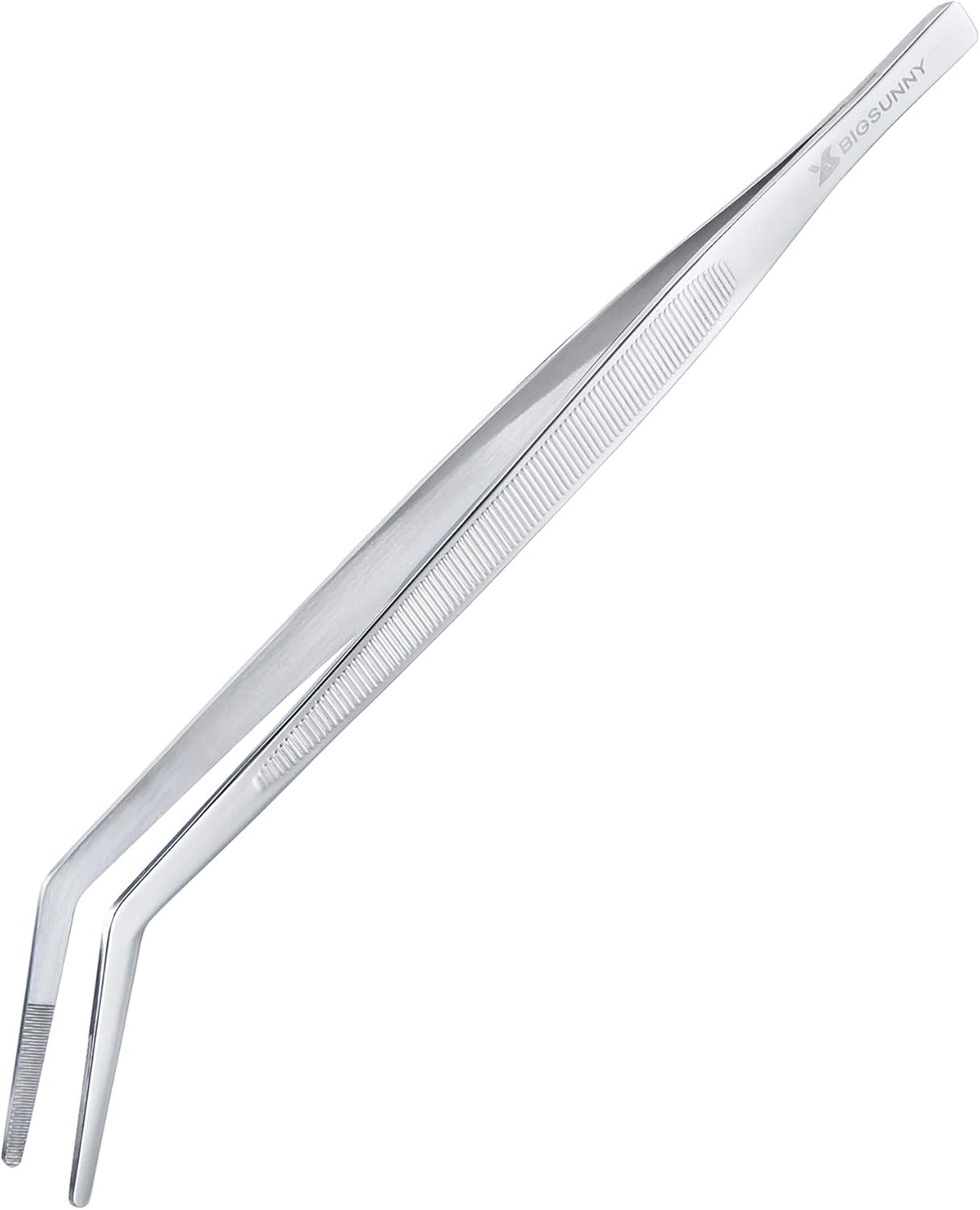 MSY BIGSUNNY Professional Chef Kitchen Cooking Precision Tweezers Culinary Curved Tip Tongs for Baking Decorating (1, 9.5")