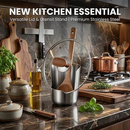 Stainless Steel Utensil Holder and Spoon Rest for Kitchen Counter，