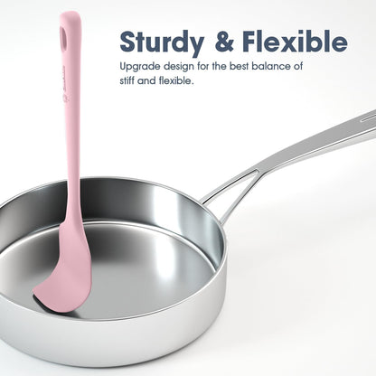 ChefAide 5 Pieces Silicone Spatula Set, Food Grade Rubber Spatula, Upgrade Strong Handle with Ergonomic Grip, Heat Resistant Up to 600°F for Nonstick Cookware, Cooking