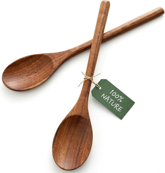 HAKSEN Wooden Cooking Spoons, Natural Acacia Wood Kitchen Utensil