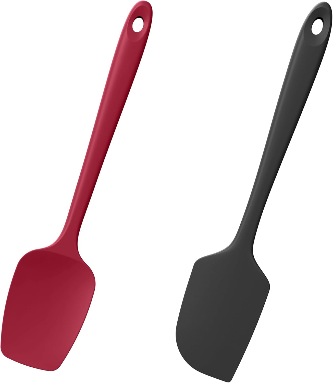 2-Piece Silicone Scraper & Spoon Spatulas: Doosu 600°F Heat Resistant Food Grade BPA Free Rubber Baking Flat Spatula Kitchen Cooking Spoonula for Mixing Scraping Folding Stirring Serving (Aqua Sky)