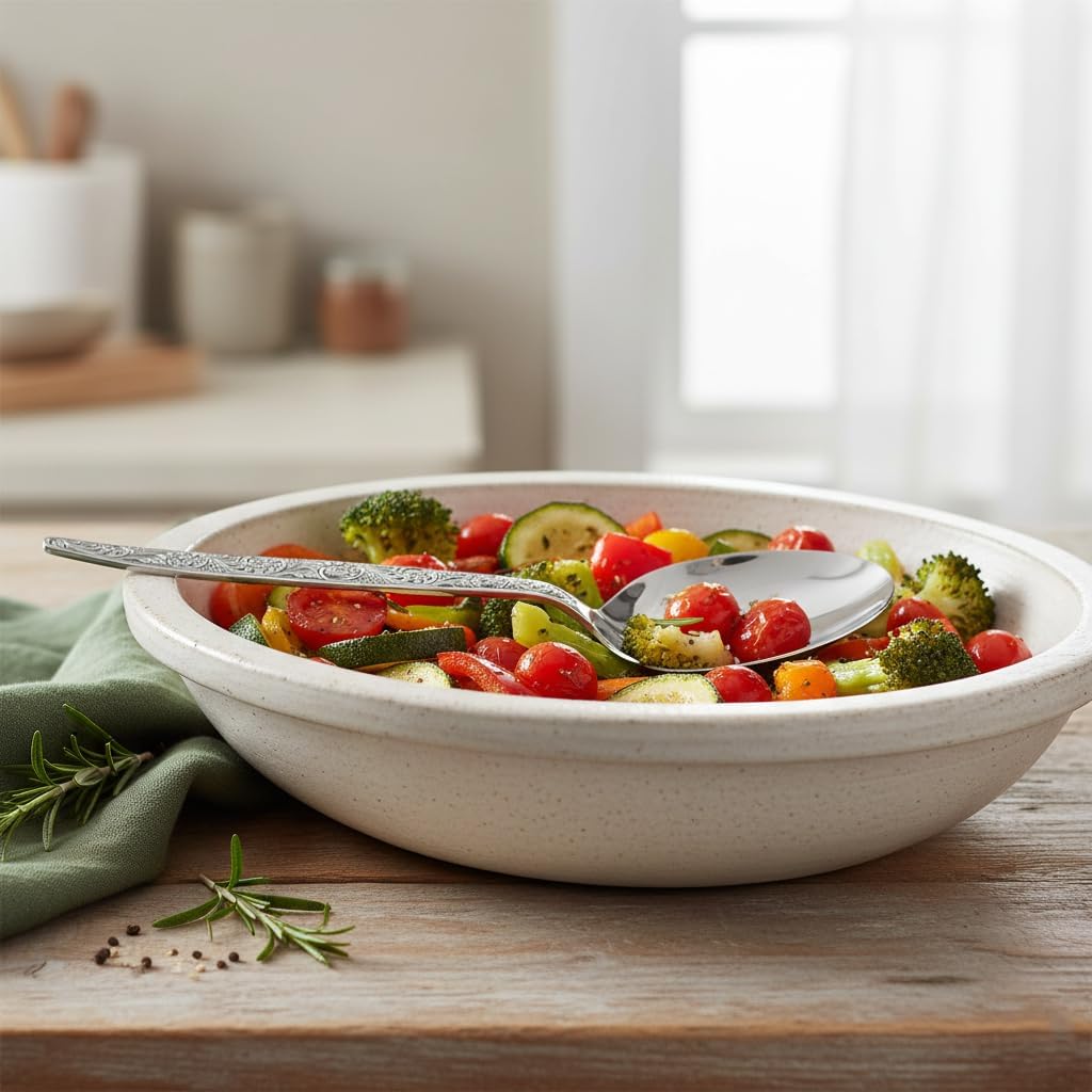Chef Kunz Slotted Spoon | 9 Inch 18/10 Stainless Steel Silver Chef Cooking Spoons | Basting, Quenelle, Plating Spoon for Draining and Serving, Dishwasher Safe (Slotted)