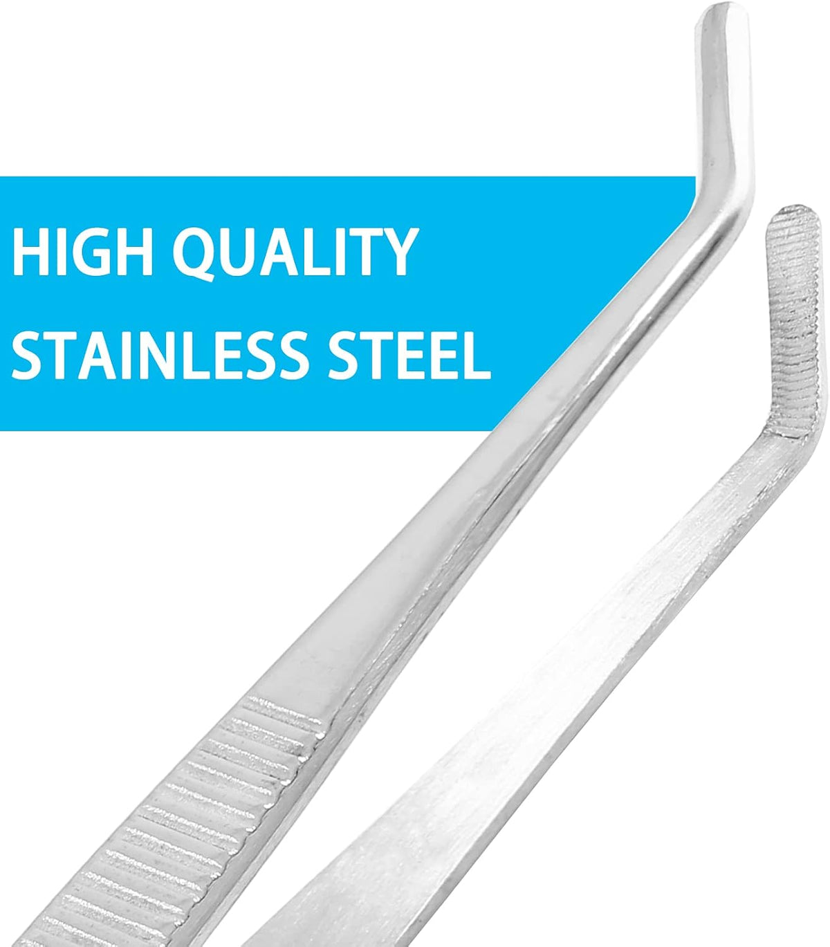 Bonsicoky 3Pcs Stainless Steel Tweezer Set (8" 10" 12") | Long Tweezers, Precision Serrated Straight Tips, Non-slip, For Cooking, Repairing, Medical, Garden