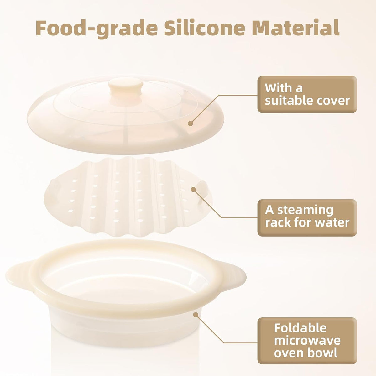 Silicone Microwave Steamer Collapsible Cooker for Vegetables Fish Prep Meal