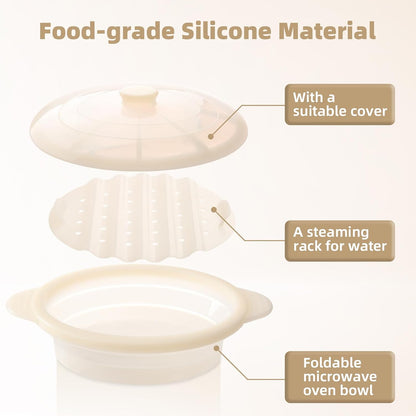 Silicone Microwave Steamer Collapsible Cooker for Vegetables Fish Prep Meal