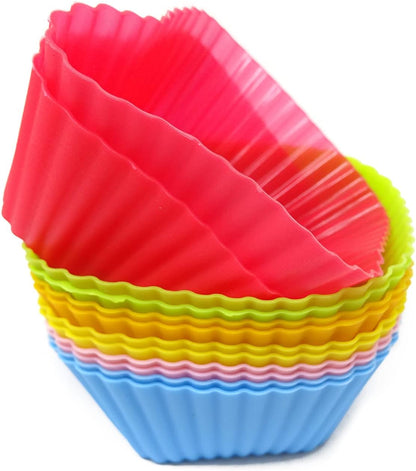 "Honbay 12PCS Silicone Square Reusable Cake Cup Sets Baking Cups Nonstick Liner Molds Cupcake Baking Molds for Making Muffin, Chocolate, Bread (70 x 70 x 32mm)"