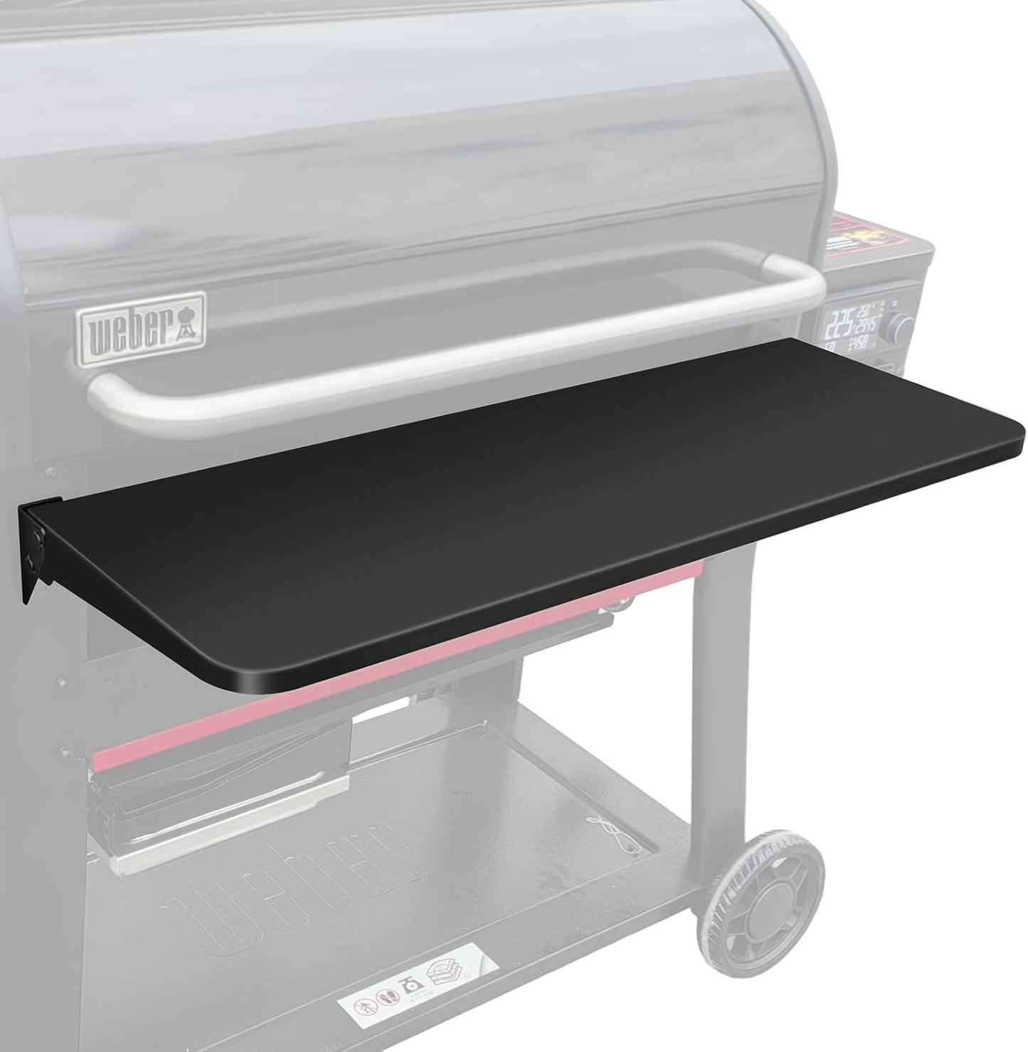 QuliMetal Folding Front Shelf for Traeger Pro 34, Texas Elite 34, Century 885 and Eastwood 34, 37" x 12" Heavy-Duty Grill Prep Table with Cutting Board, Stainless Steel Basin, Lid and 5 Hooks