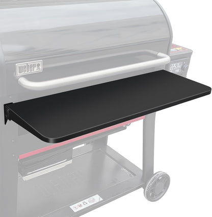 QuliMetal Folding Front Shelf for Traeger Pro 34, Texas Elite 34, Century 885 and Eastwood 34, 37" x 12" Heavy-Duty Grill Prep Table with Cutting Board, Stainless Steel Basin, Lid and 5 Hooks