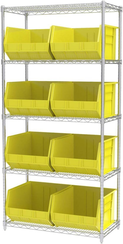 Akro-Mils 30270 AkroBins Plastic Storage Bins, Space-Saving Stackable Bins for Garage, Pantry, Craft Organization, 18" x 16" x 11", Clear, 3-Pack