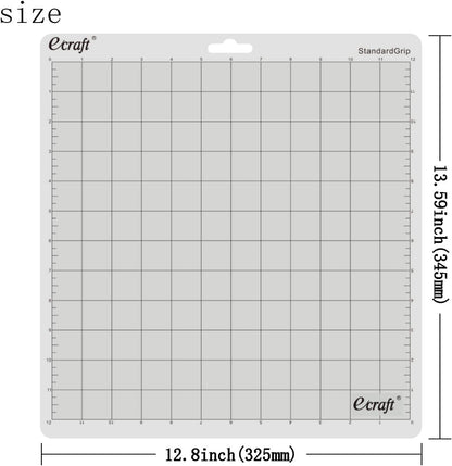 Ecraft 12x12 Cutting Mat for Silhouette Cameo 5/4/3/2/1, Variety Grip (StrongGrip, StandardGrip, LightGrip), Gridded Non-Slip Replacement Mats for Crafts, Quilting & Sewing