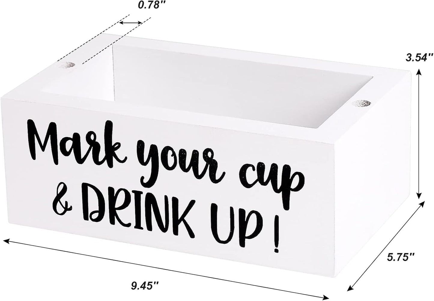 Single Cup Holder with Marker Slot Party Cup Dispenser Mark Your Cup and Drink Up Drink Dispensers for Parties Housewarming Hostess Gift Cup Holder Countertop 2 Sides Designs