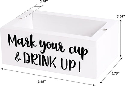 Single Cup Holder with Marker Slot Party Cup Dispenser Mark Your Cup and Drink Up Drink Dispensers for Parties Housewarming Hostess Gift Cup Holder Countertop 2 Sides Designs
