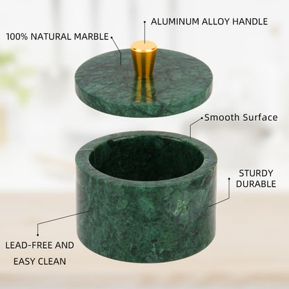 Marble Salt Cellar with Lid, Viva Jade, 4 inch