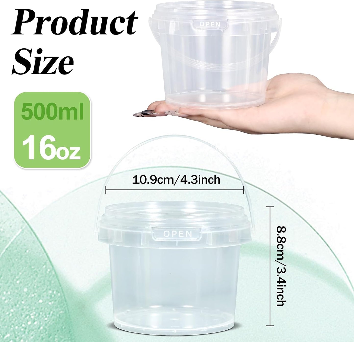 Leak Proof Plastic Containers with Lids, 10 oz Reusable Airtight PP Plastic Food Storage Containers, Freezer-safe Microwaveable Stackable Dishwasher, for Meal Prep, Soup, Snack (Clear, 12 Pack)