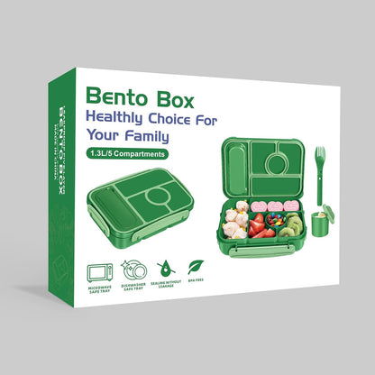 Amathley Bento Box Adult Lunch Box Kids,Lunch Containers for Adults/Kids/Toddler,5 Compartments Bento Lunch Box with Sauce Vontainers,Microwave & Dishwasher & Freezer Safe,BPA-Free (Blue)