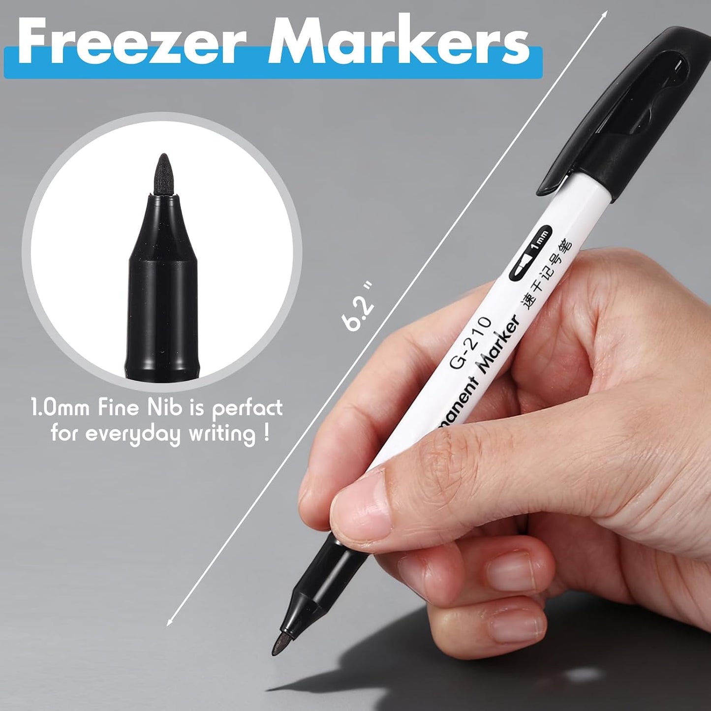 2 Kitchen Freezer Labeling Tapes with 1 Marker Pen, 0.47" x 54 yd Narrow Roll & 0.95" x 54 yd Wide Roll, Waterproof Low Temperature Freezer Marking Tape for Glass Bottle, Storage Container