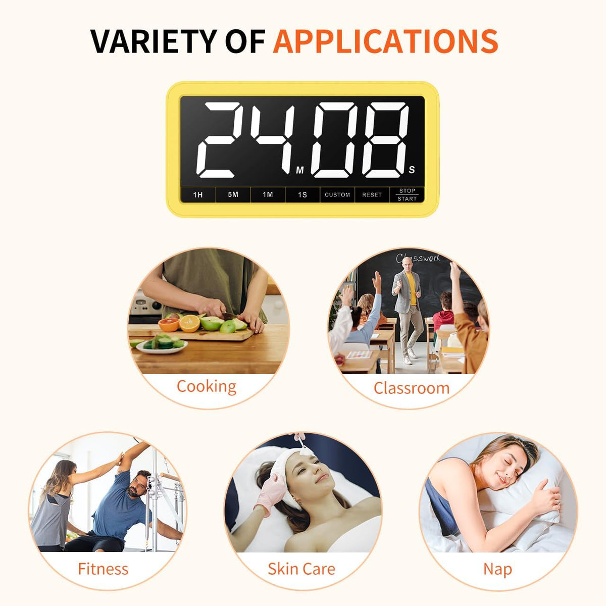 VOCOO Large 7.8" Digital Timer, Magnetic LED Timer for Kitchen & Classroom