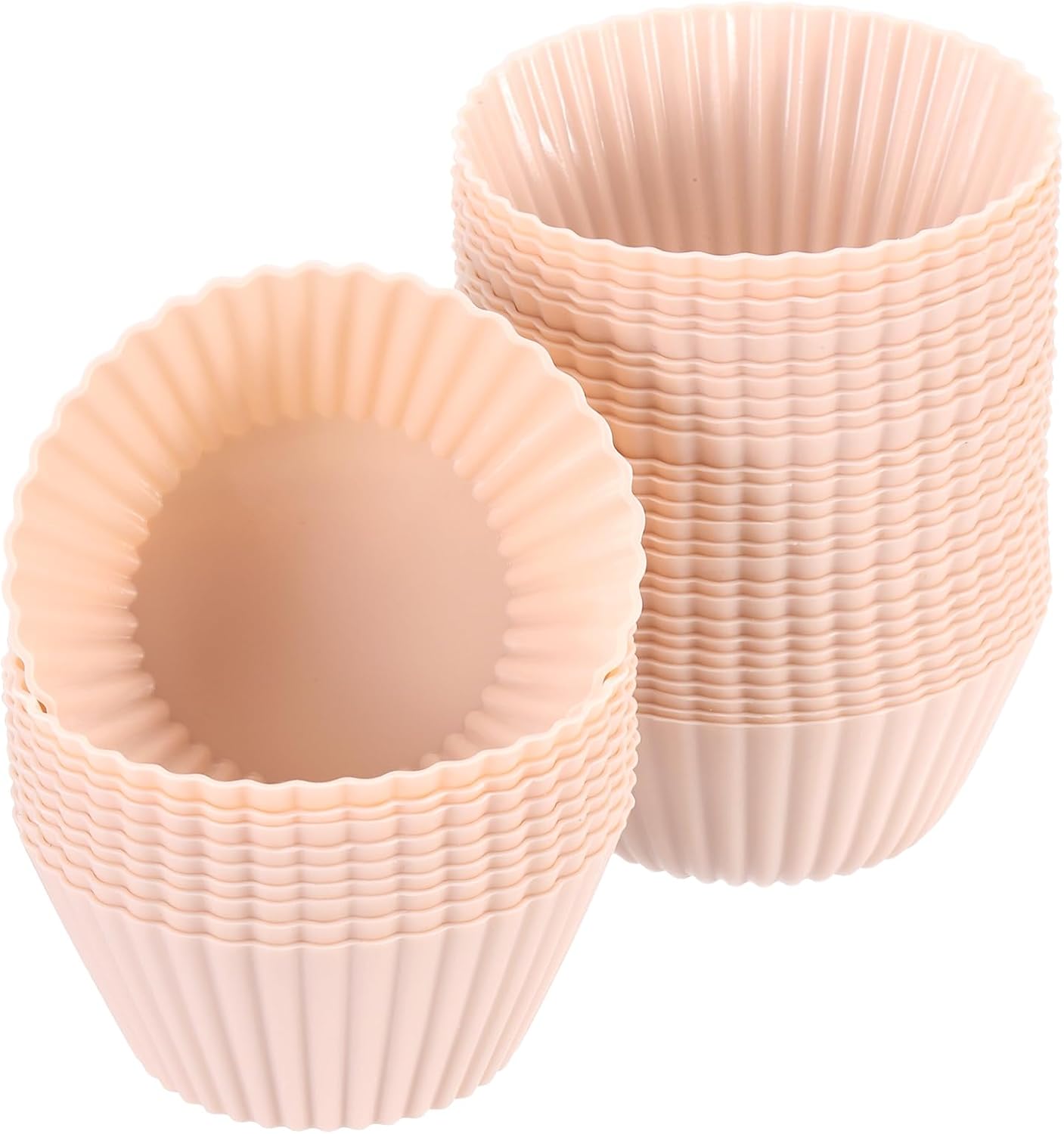 uxcell 18Pcs Silicone Cupcake Liners, Non-Stick Baking Cups, for Cooking Eggs, Baking Muffins and Make a Cake(Pink)