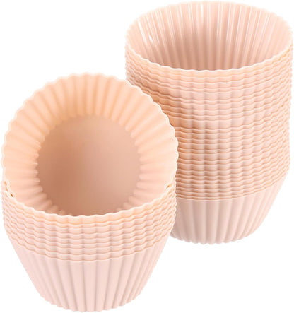 uxcell 18Pcs Silicone Cupcake Liners, Non-Stick Baking Cups, for Cooking Eggs, Baking Muffins and Make a Cake(Pink)