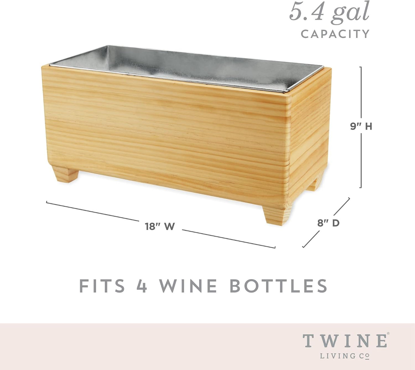 Twine Cheers Beverage Tub, Galvanized Tubs for Entertaining, Drink Buckets for Parties, Large Ice Tub and Gift Basket, Beer Buckets, Cream, 6.3 Gallons Set of 1