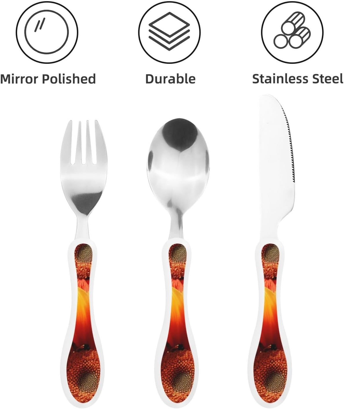 3-Piece Kids Silverware Set With Storage Case, Stainless Steel Reusable Children Safe Knife Spoon Fork Set Blue Active Girl Running Sunset Children Flatware Set For Kids Lunch Box - Colors C