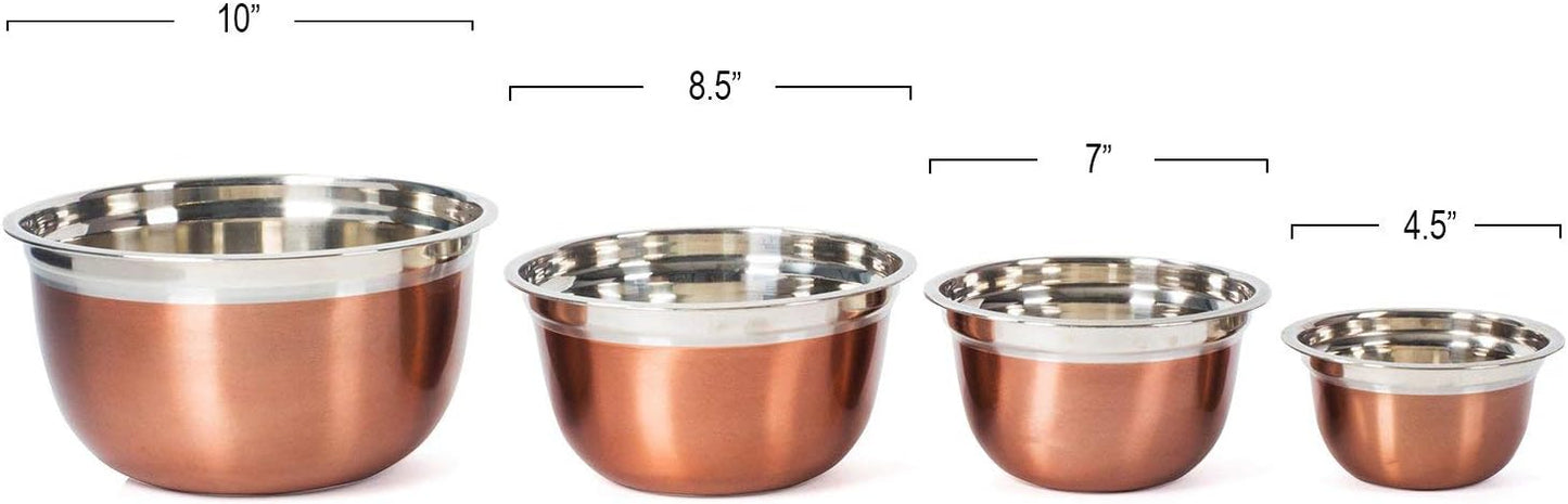 Stainless Steel Mixing Bowls-4 Pc set- Stackable Nesting Bowls - Polished Matte Finish - Cookware Set
