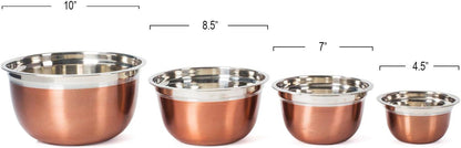 Stainless Steel Mixing Bowls-4 Pc set- Stackable Nesting Bowls - Polished Matte Finish - Cookware Set