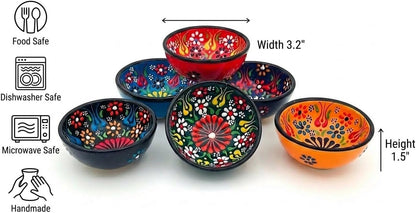 Terracotta Pinch Bowls Set of 8 – Small Ceramic Prep Bowls for Spices, Sauces & Dips – Mini Dipping Bowl for Kitchen Prep, Serving & Charcuterie – Colorful Handmade-Style Bowl