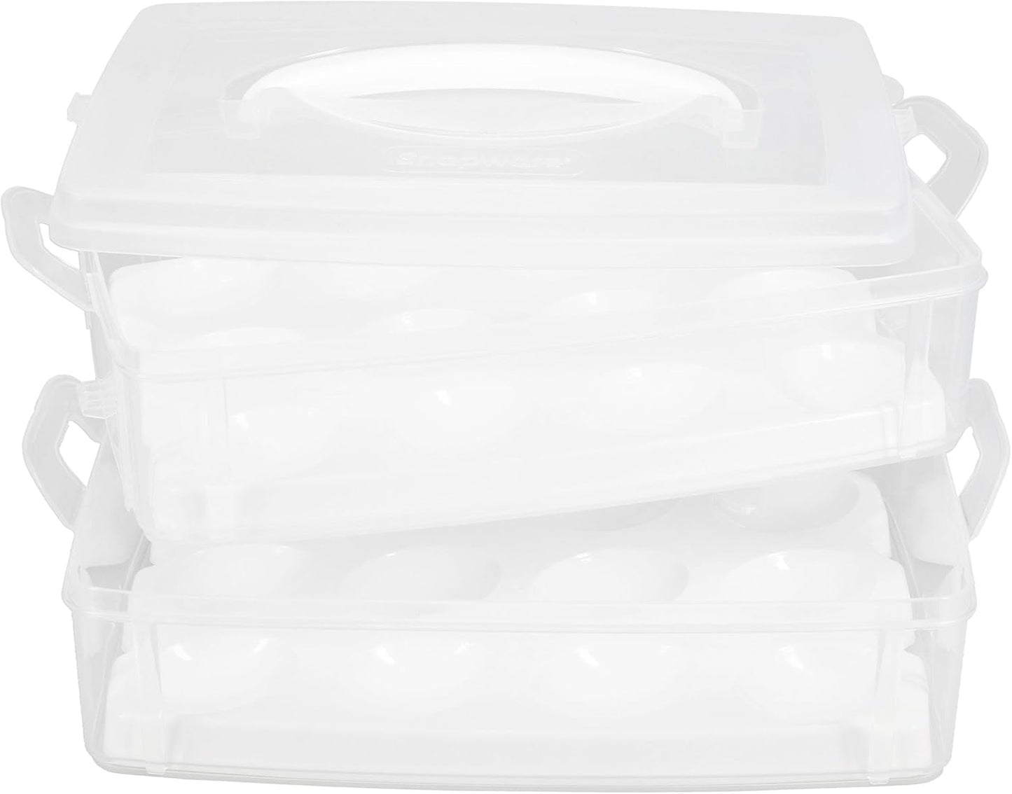 Snapware 2-Layer Snap N Stack Deviled Egg Container with Handle | Stackable Egg Carrier for Parties, Potlucks, Picnics & Holidays | Secure Latching Lid for Easy Transport & Storage – Made in USA