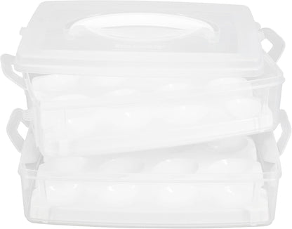 Snapware 2-Layer Snap N Stack Deviled Egg Container with Handle | Stackable Egg Carrier for Parties, Potlucks, Picnics & Holidays | Secure Latching Lid for Easy Transport & Storage – Made in USA