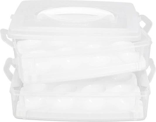 Snapware 2-Layer Snap N Stack Deviled Egg Container with Handle | Stackable Egg Carrier for Parties, Potlucks, Picnics & Holidays | Secure Latching Lid for Easy Transport & Storage – Made in USA