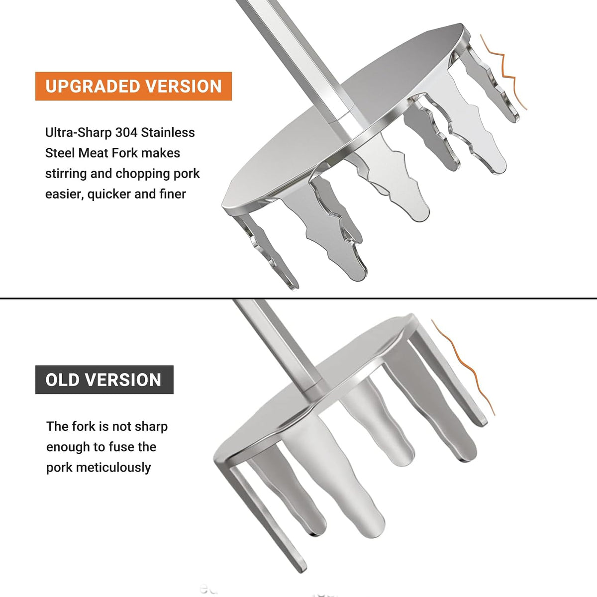Onlyfire 4 Inch Stainless Steel Pork Puller, Upgraded Ultra-Sharp