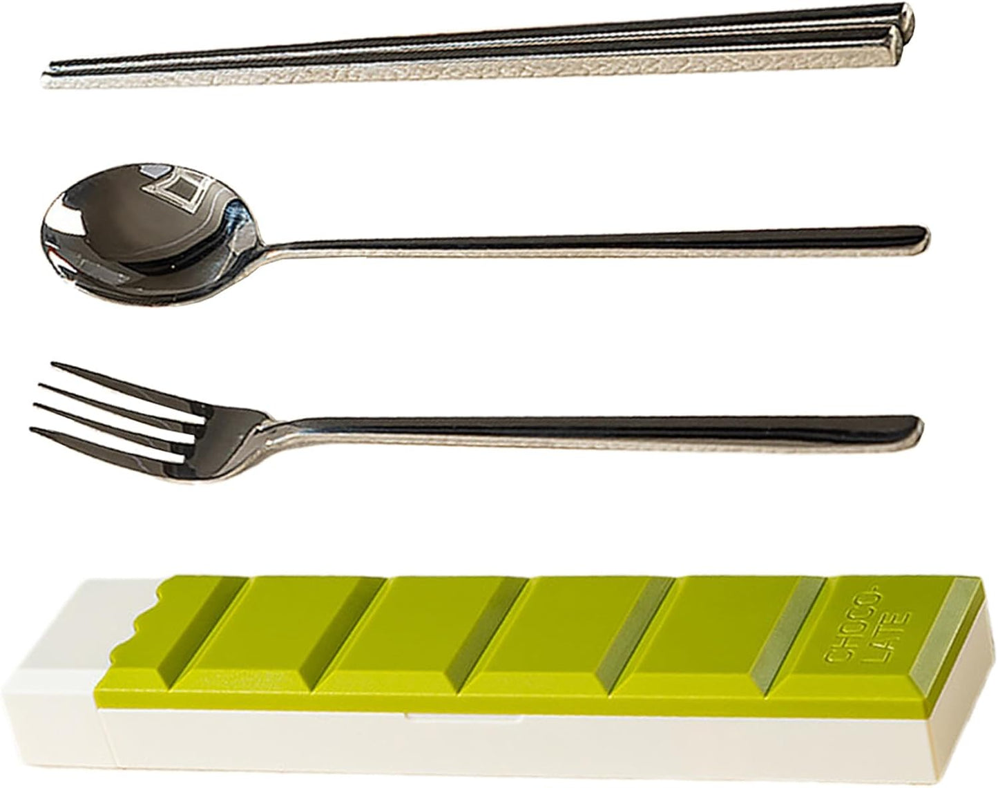 Fork And Spoon Set for Lunch Box - Reusable Portable Liquid-fillable Supplies with Chocolate Shape Box | Reusable Utensils Set with Case | for Family Friends Daughter Son Eating Dining Outdoor Camping