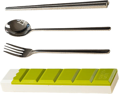Fork And Spoon Set for Lunch Box - Reusable Portable Liquid-fillable Supplies with Chocolate Shape Box | Reusable Utensils Set with Case | for Family Friends Daughter Son Eating Dining Outdoor Camping