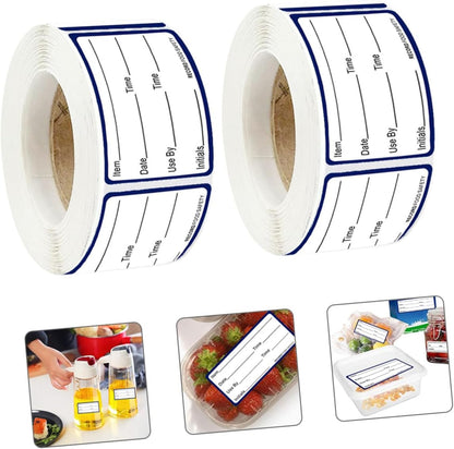 2rolls Writable Food Date Sticker Labels Adhesive Food Storage Stickers for Containers Easy to Peel for Home Office Restaurant Organization Clean Without