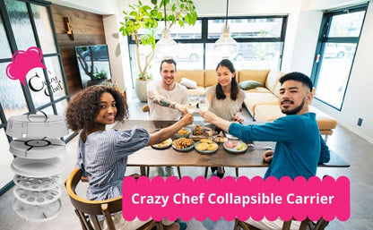 Crazy Chef 6-in-1 Collapsible Cupcake Carrier with Lid, Multi-Use Food Storage Container for Cupcakes, Deviled Eggs, Cakes, Pies, and Chips & Dip, BPA-Free with Free Cake Frosting Spatula