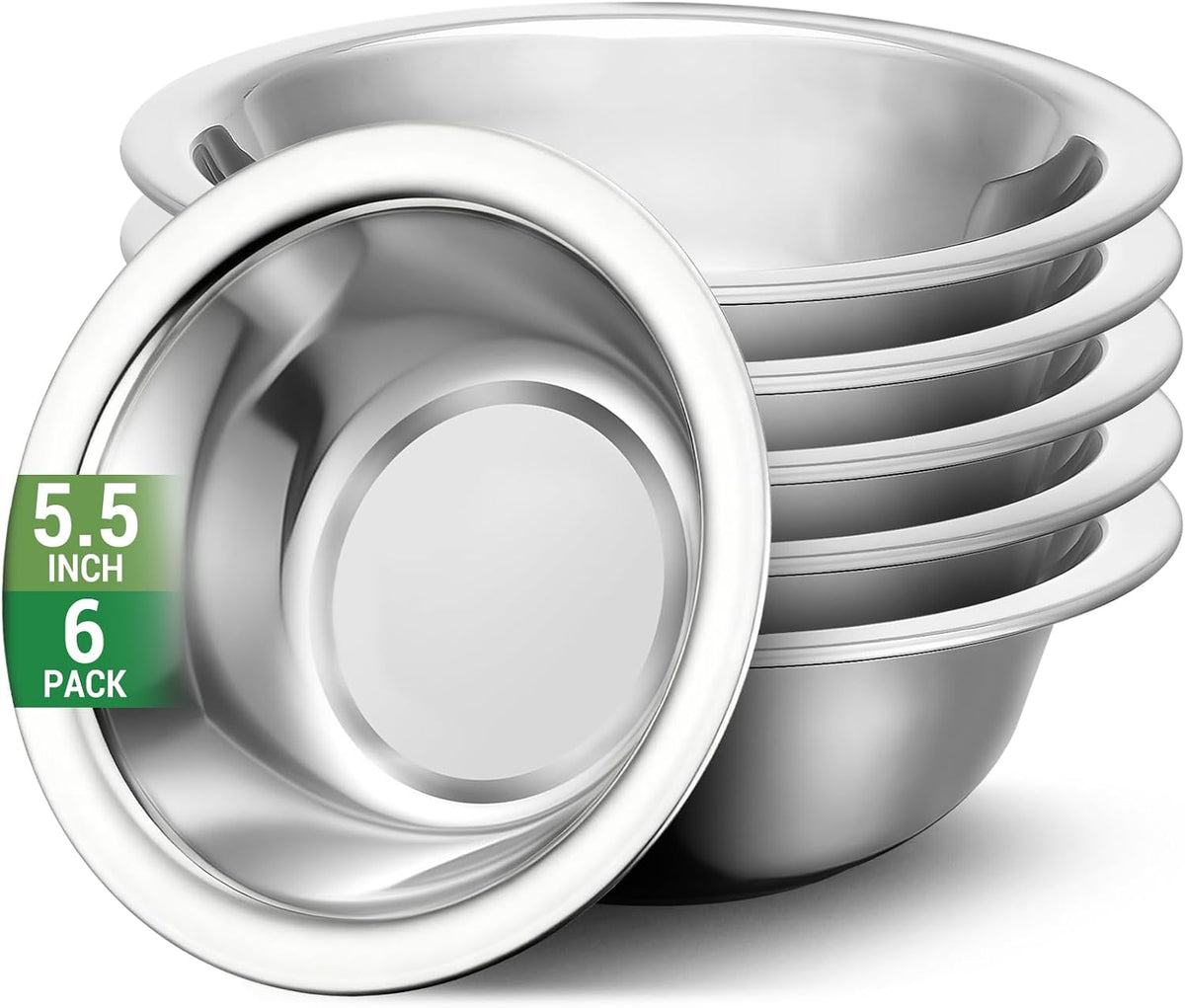 304(18/8) Stainless Steel Mixing Bowls for Kitchen, 6.3" 13.67 fl.oz Metal Mixing Bowls Set Stackable for Baking Serving Cooking Food Prep Storage Dishwasher Safe Lightweight