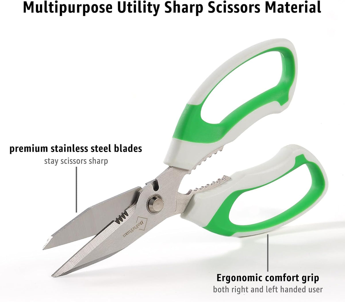 BoFuYuan Utility Scissors All Purpose heavy duty 8-Inch Pink