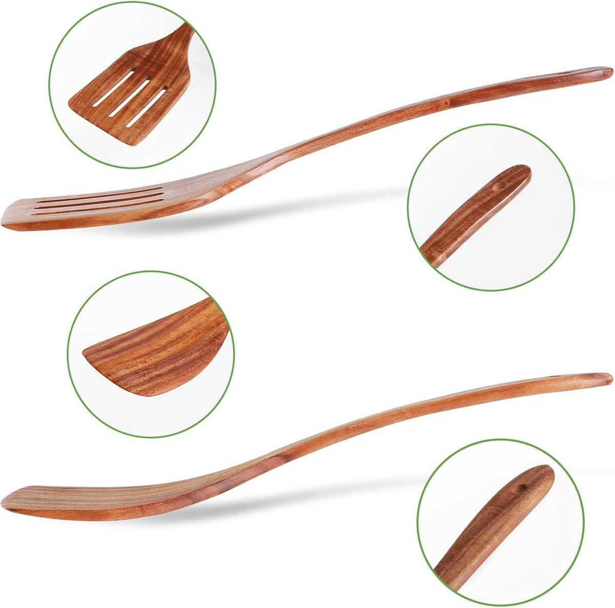 Wooden Spatula, Acacia Wood Long Handle Flat Frying Turner, Handmade wooden spoons for cooking, Kitchen Utensil set, Non-Stick Cooking Spurtle Utensils for kitchen use