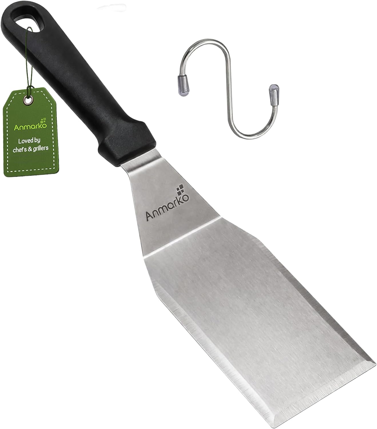 Metal Spatula Stainless Steel and Scraper - Professional Chef Griddle Spatulas Set of 3 - Heavy Duty Accessories Great for Cast Iron BBQ Flat Top Grill Skillet Pan - Commercial Grade