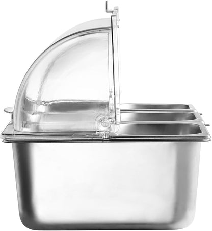 VEVOR Chilled Condiment Server Caddy, 5 Compartment Ice Cooled Serving Container, Plastic Fruit Garnish Tray Platter with Lid, for Taco Salad Bar Accessories, Party Home Restaurant Supplies