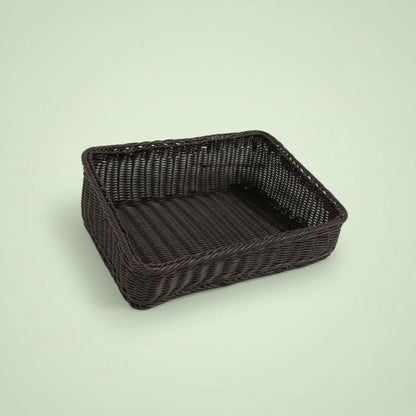Slanted Opening Display Basket Easy to Clean Angled Woven Basket Wicker Storage Bin for Supermarket, Kitchen Countertop, Brown H 50-30-8-14