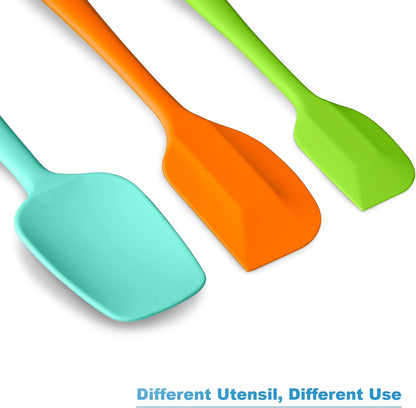 Silicone Spatula 3-piece Set, Ergonomic Handle High Heat-Resistant Spatulas, Non-stick Rubber Spatulas with Stainless Steel Core, Black